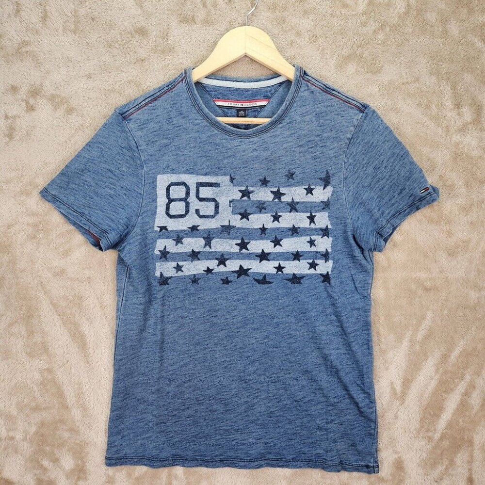 Tommy Hilfiger T-Shirt Blue 100% Cotton Men's Size XS Short Sleeve